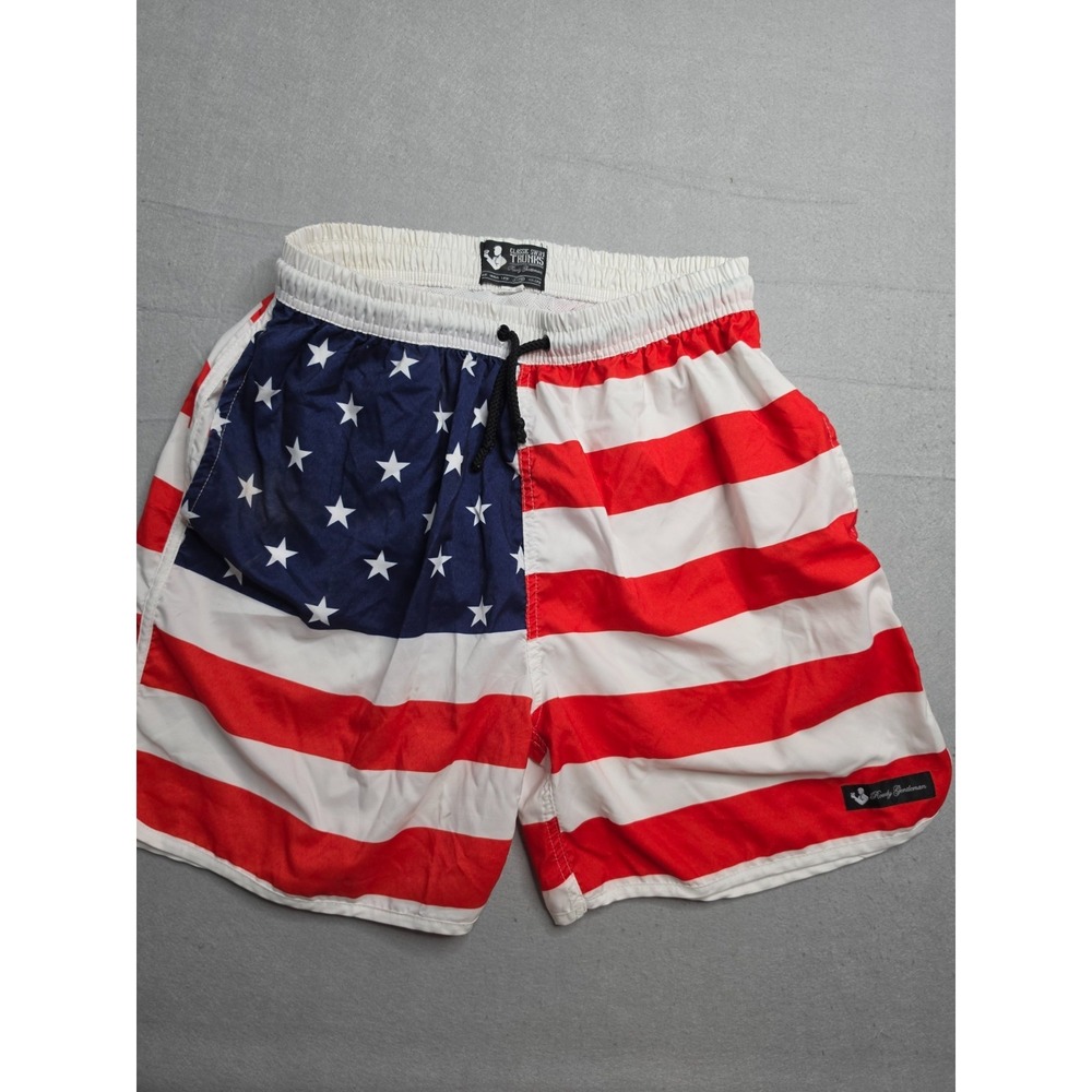 Rowdy Gentleman Swim Trunks Men's XL Multicolor Striped American Flag Mesh Lined